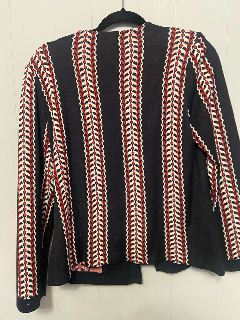 Ming Wang Black Red White Striped Open Blazer acrylic blend - Picture 6 of 7